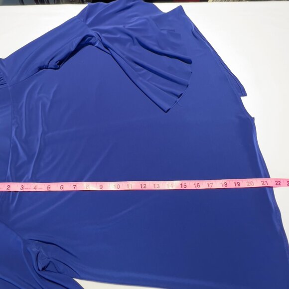 FRANK LYMAN Design Off-the-Shoulder Tunic Top Royal Blue Bell Sleeves - Size14 - Picture 9 of 10
